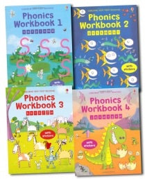 Usborne Phonics Activity Collection 4 Books Set With Stickers (Phonic Workbook)